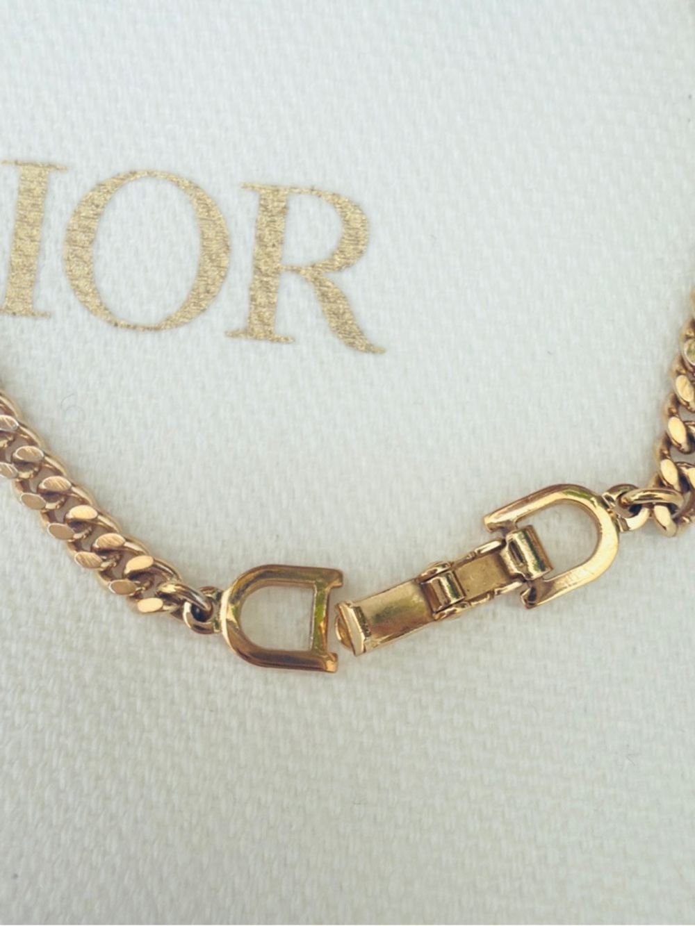 Authentic Vintage Christian Dior CD Logo Pave Gold Curb Chain Bracelet - Picture 8 of 13
